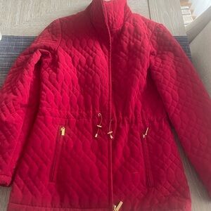 Ellen Tracy Red Quilted Puffer Jacket